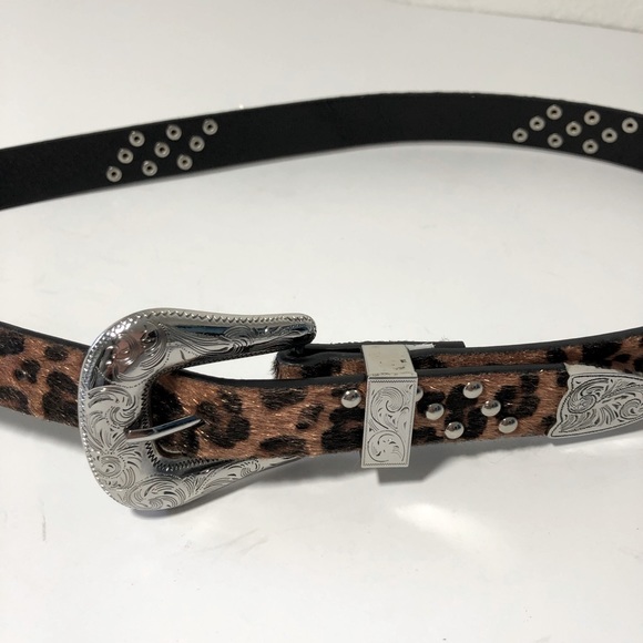 Western Belt Leopard Haircalf Leather - Picture 2 of 9
